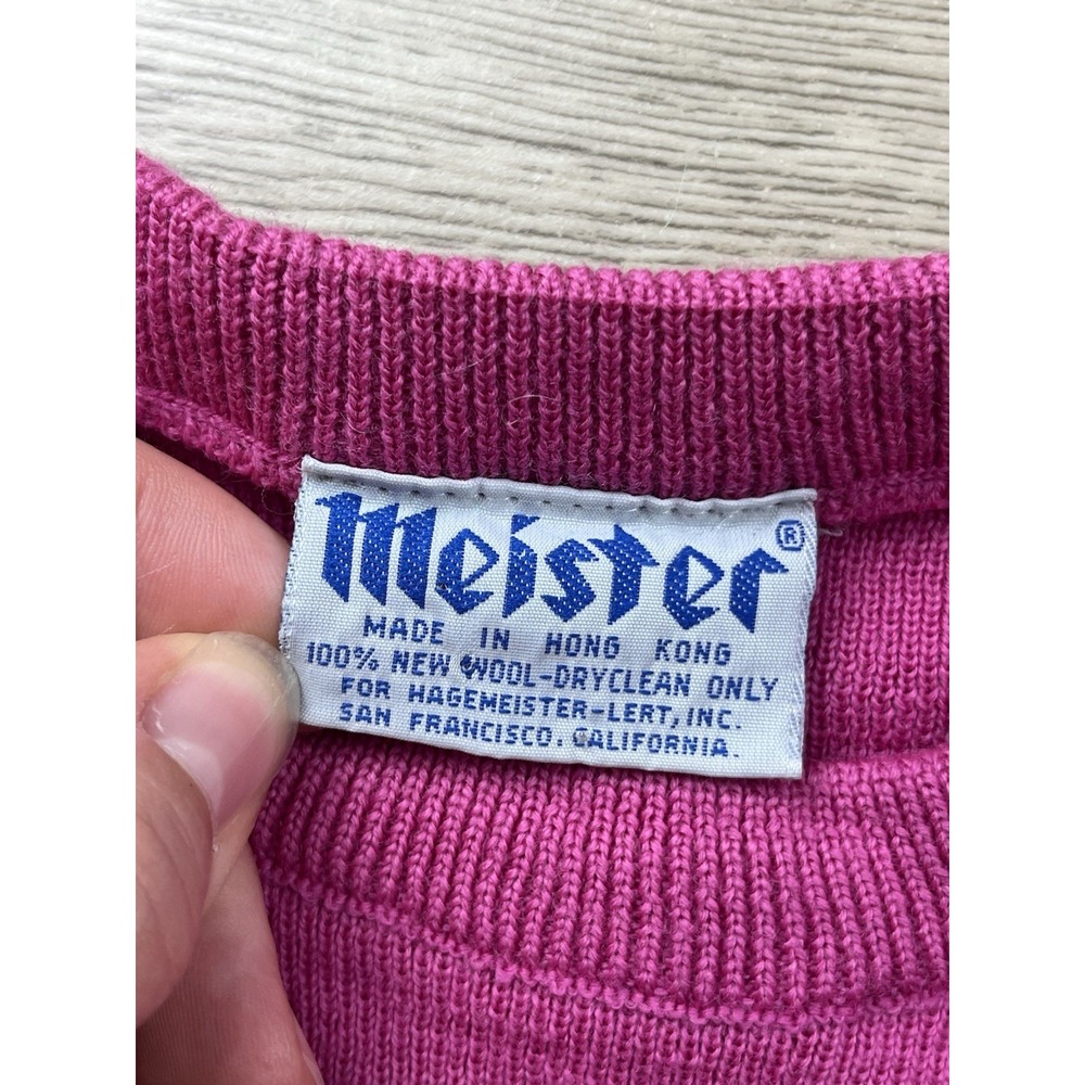 Vintage Meister Sweater Women's Size Small New Wool Stripe Ski Pink Retro - Picture 2 of 9